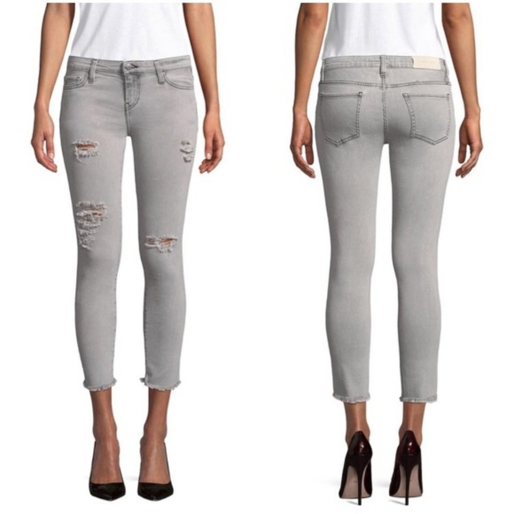 Iro Grey Cropped Distressed Skinny Jeans